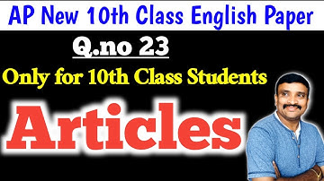 Articles | Ap state 10th class English grammar@murthysir