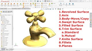 SolidWorks Advanced Surface tutorial Water Tap Fitting