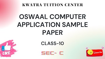 Computer Application Oswaal  PAPER  Class 10 mcqs question term 1 #class10 Sec C
