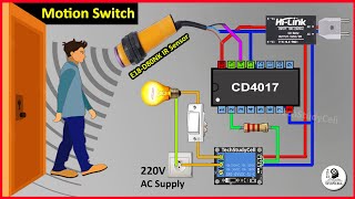 How to make Motion Sensor Switch using IR Proximity Sensor | CD4017 IC Projects