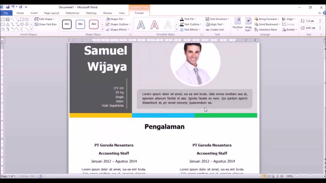 TUTORIAL MEMBUAT CV MENARIK DENGAN MS WORD - YouTube