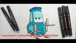 Lets Learn Colouring with Colour markers | Learn colouring Cars 2 Caracther 'luigi'  Drawing book