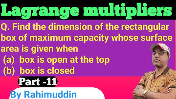 Maxima and Minima of Lagrange method of undetermined multipliers part -11 By Rahimuddin Sheikh