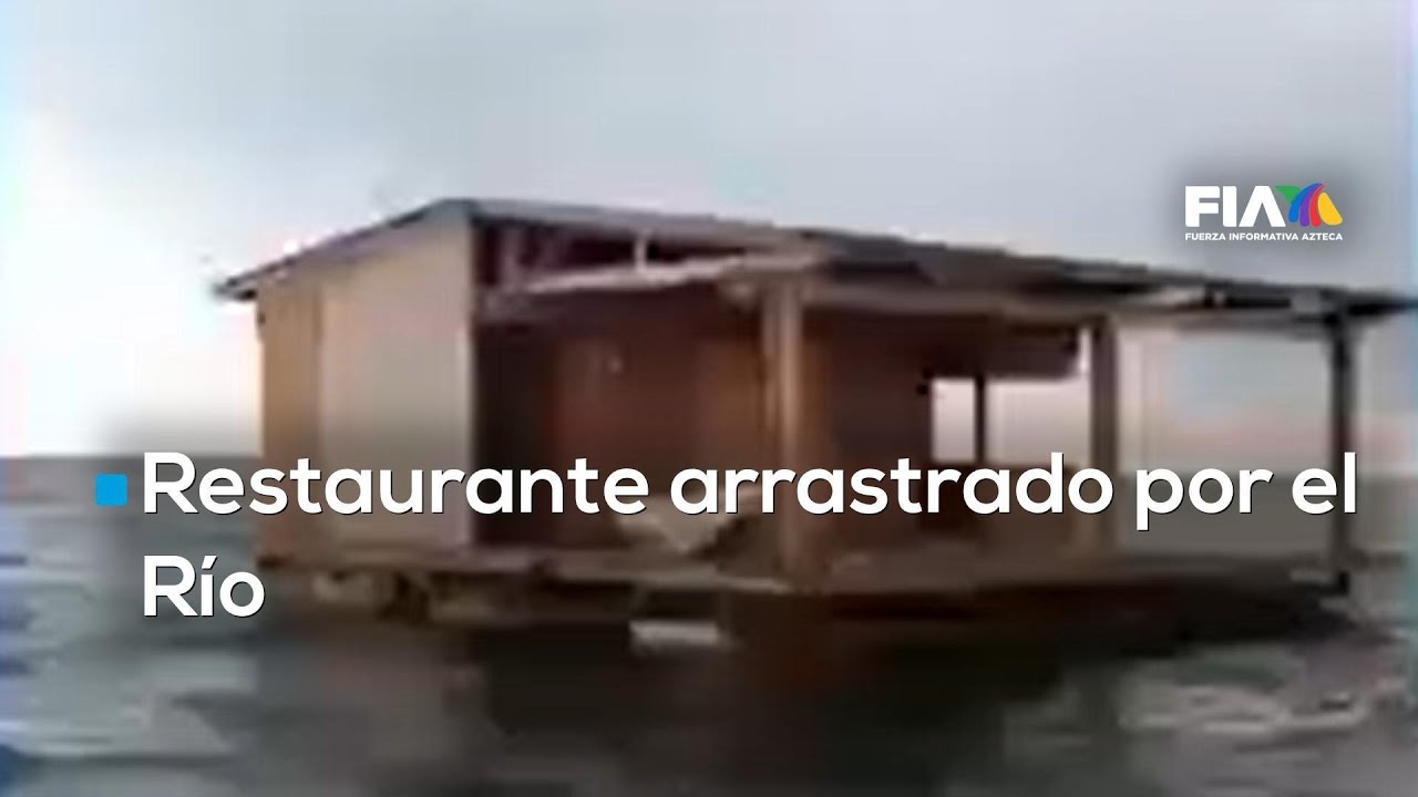 Restaurante arrastrado por el Río Tuxpan aparece intacto en costas de Veracruz