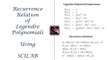 SCILAB TUTORIALS | RECURRENCE RELATION OF LEGENDRE POLYNOMIALS | SCILAB FOR BEGINNERS