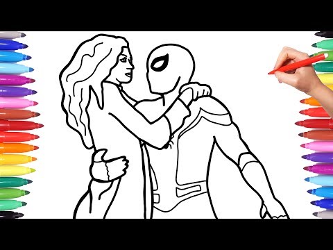 SPIDERMAN FAR FROM HOME COLORING BOOK  SPIDERMAN SAVES MJ