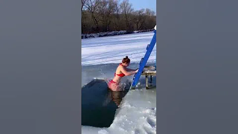 Epiphany bathing ice hole swimming bath #EpiphanyBathing #WinterSwimming #IceBath #BeautifulWomen