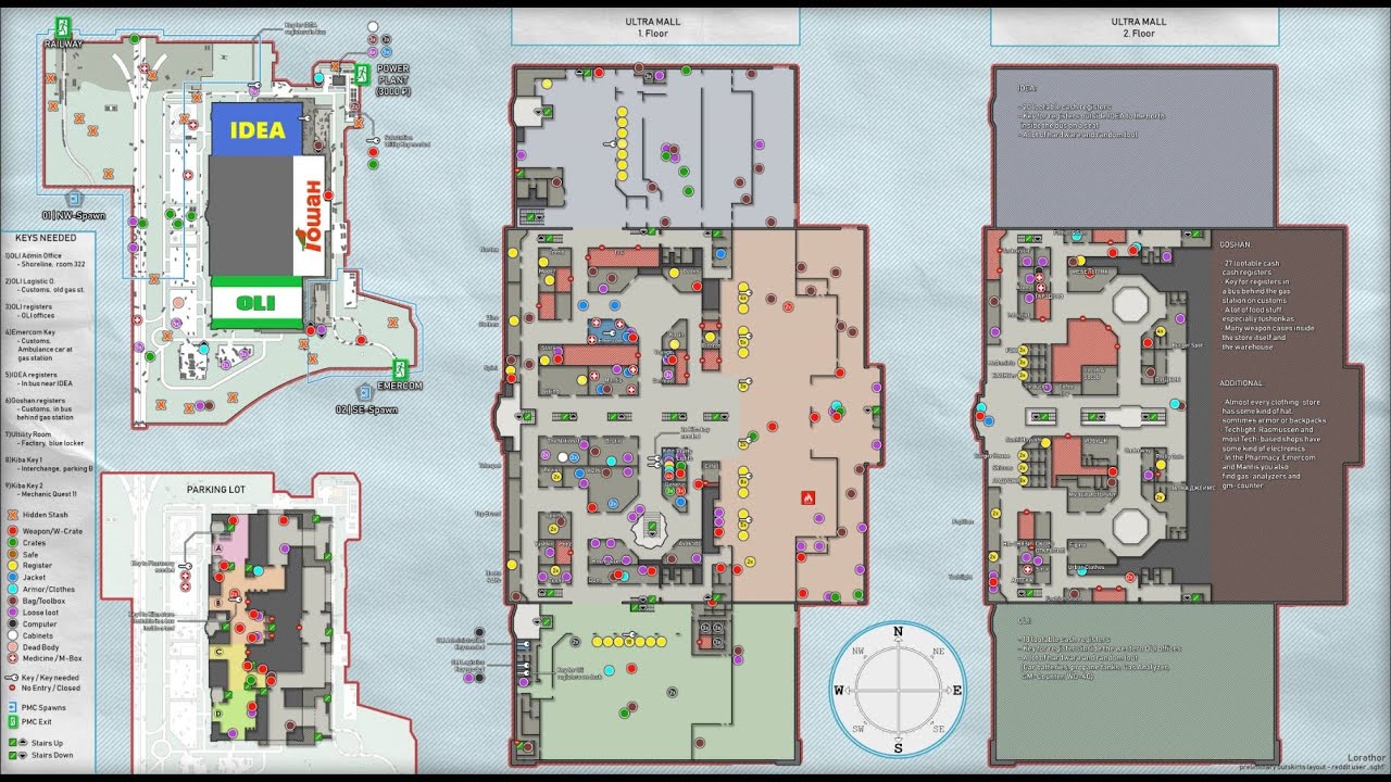 Interchange All Exit Locations With Map Escape From Tarkov Youtube