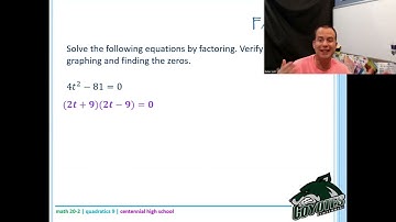 Math 20-2 - Lesson 1.9 - solving quadratic equations by factoring