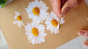 How to paint Daisies in easy steps | Easy flower painting Day-240