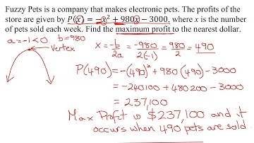 Find the Maximum Value of the Profit Function (a Quadratic Function)