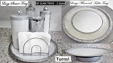 Incredibly Easy & Fast way to make a Rotating Tray (Lazy Susan): Glam Edition | Dollar Tree DIY