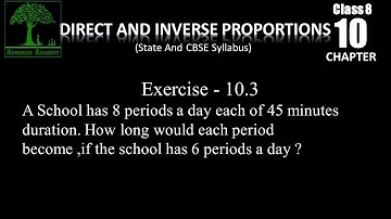 Class 8 Direct and Inverse Proportions Exercise - 10.3