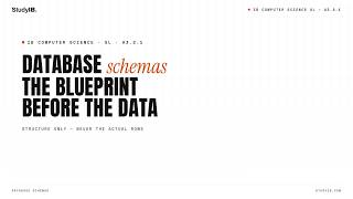 IB Computer Science SL 2027 A3.2.1 — Database Schemas