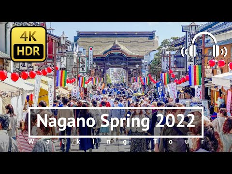 [4K/HDR/Binaural] Nagano Spring 2022 Walking Tour - Nagano Japan
