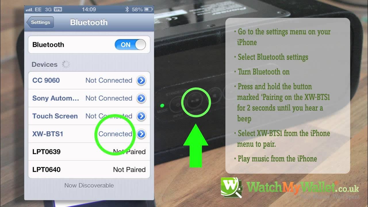 Pairing the Pioneer XW-BTS1 Bluetooth speaker with iPhone & Android -  YouTube