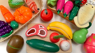 Oddly Satisfying Video 食材 野菜切り＆フルーツ切り | 木製 Cutting Wooden Kiwi Fruits and Cucumber Vegetables ASMR