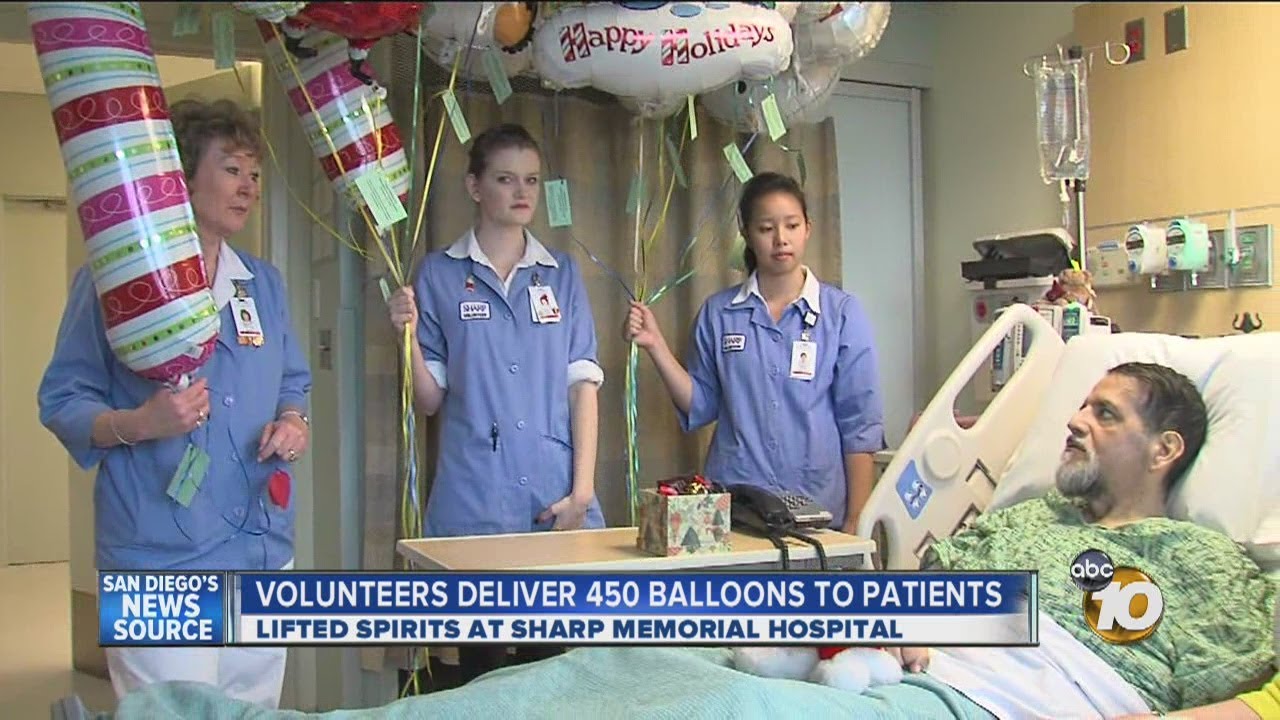 Volunteers at Sharp Memorial Hospital deliver 450 balloons to patients