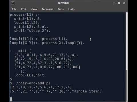 PROLOG Program to add consecutive pairs of numbers within Number Lists ...