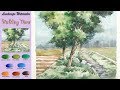 Basic Landscape Watercolor - Walking time (sketch &amp; coloring, Fabriano rough)NAMIL ART