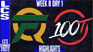 FLY vs 100 Highlights | LCS Summer 2022 W8D1 | FlyQuest vs 100 Thieves