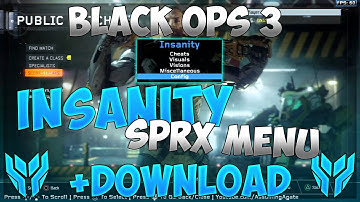 [BO3/PS3] Insanity SPRX Menu [HEN/CFW] (Pre-Game Menu, NonHost, Redboxes, No Recoil & More)+Download
