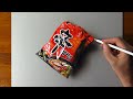 Drawing a bag of Shin Ramyun... so realistic that you will be hungry 😋