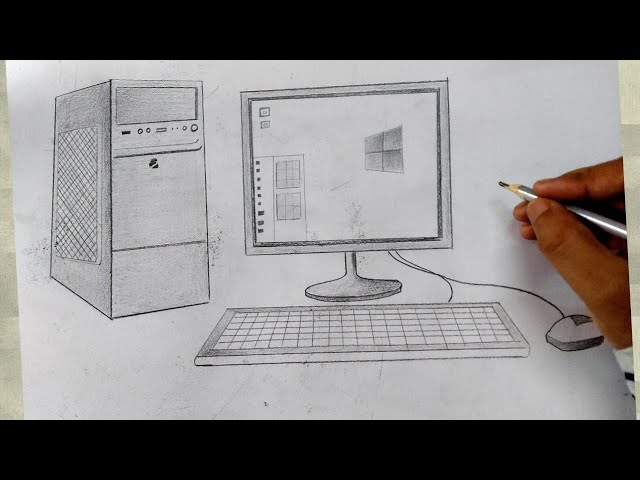 Hand drawn office. Sketch desk with chair computer and lamp. Home offi By  Microvector | TheHungryJPEG