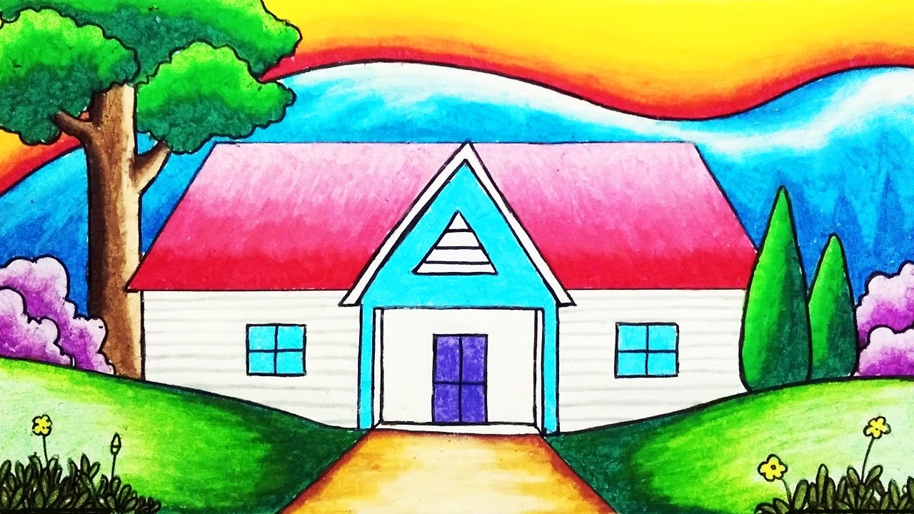 Simple Easy Beautiful House Drawing - bmp-buy