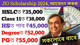 Jio Scholarship 2024 | Class 10th To PG Students Can Apply | Reliance Foundation Scholarship 2024