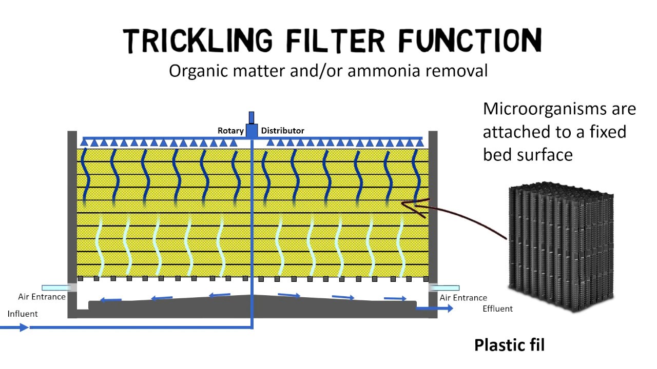 markt kortademigheid Uitgestorven Trickling filter design guideline - How do trickling filters work? - YouTube