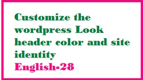 Customize the wordpress Look header color and site identity English-28-vlr training