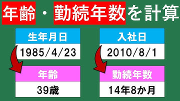 【Excel入門】DATEDIF関数を使って生年月日から年齢を入社日から勤続年数を調べる方法
