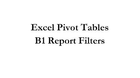 Pivot Tables B1 Report Filters