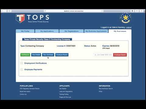 DPS Texas Online Private Security (TOPS) | My Businesses