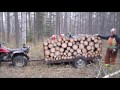 ATV Hauling Logs With Our Homade Trailer
