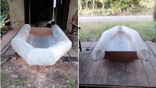 : inflatable boat making from chicken wire net and fiberglass (part 1)