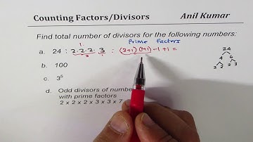 Find the number of Divisors or Factors of different Numbers