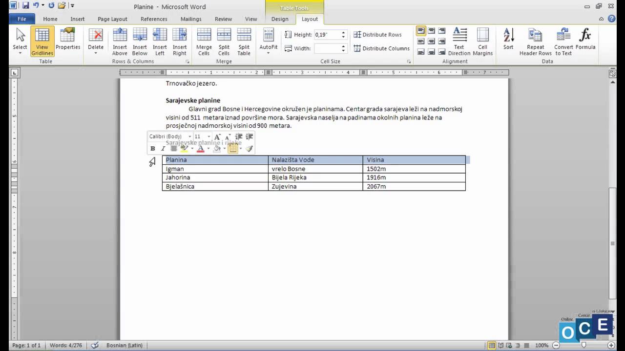 Word: Ubacivanje kolona i redova; Spajanje kolona - YouTube
