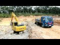 รถแบคโฮโคมัตสุ ตักดินใส่รถดั้ม 6 ล้อ komatsu pc130 Excavator Thailand | Che Chef