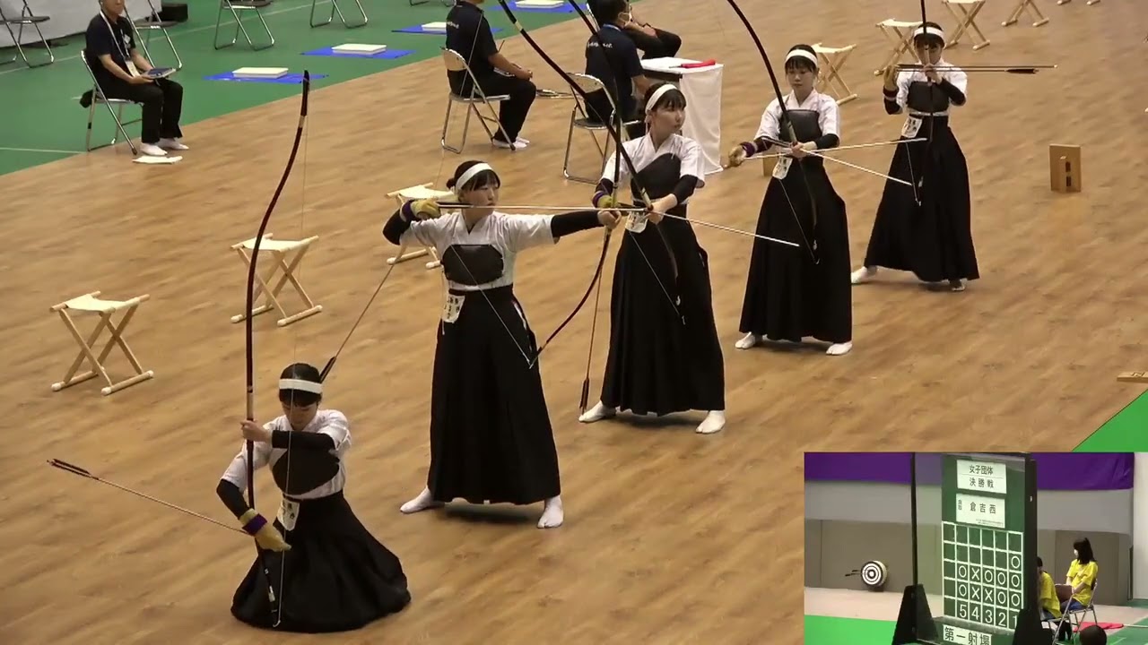 女子　弓道 2023年IH 弓道 女子団体 決勝 倉吉西 (鳥取) vs 神島 (和歌山) 第1射場