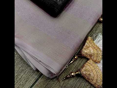 soft weightless satin pattern strip saree with allover zari pattern||nyla fancy women