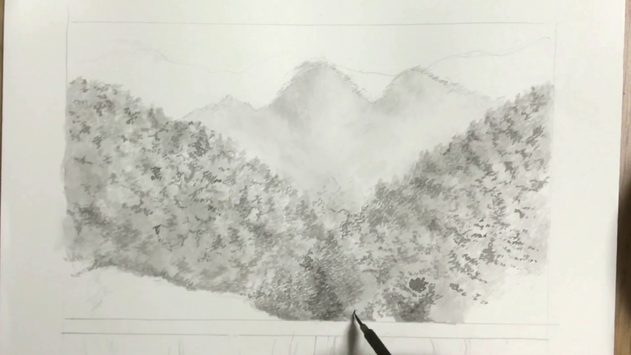 水墨画 森の描き方 Youtube