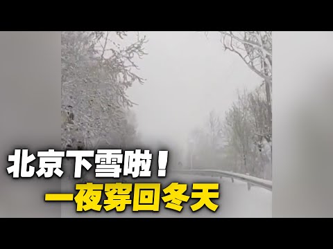 下雪啦！4月27日，北京西部的靈山、百花山等地迎來雨雪天氣，雪花飄飄灑灑落下，彷彿一夜穿回冬天。【 #天災人禍 】| #大紀元新聞網
