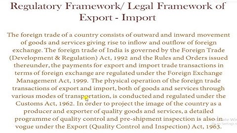 Regulatory Framework of Export-Import (Part-1)