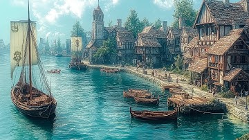 Relaxing Medieval Music⚓ Fantasy Harbor, Medieval Harbor, Celtic Music for Sleep, Concentration,Work