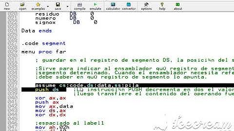 Menu de operaciones basicas en Asssembler IDE 8086