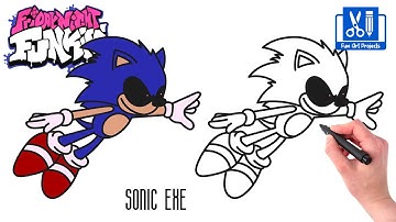 How To Draw Confronting Yourself Sonic Exe | FNF MOD Character - Easy Step By Step