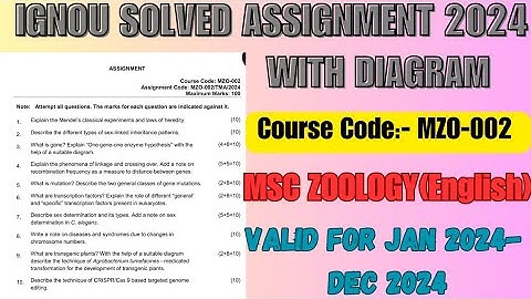 IGNOU M.SC zoology solved Assignment 2024| ignou msc zoology assignment 2024| #ignoumsczoology|