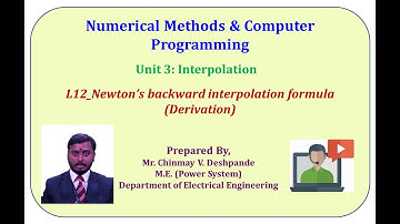 L12 Newton’s backward interpolation formula Derivation